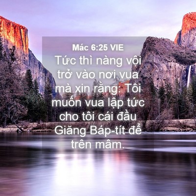 Picture 04 - Mác 6:25 VIE - Tức thì nàng vội trở vào nơi vua mà - Bible Verse Picture
