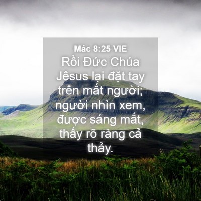 Picture 04 - Mác 8:25 VIE - Rồi Đức Chúa Jêsus lại đặt tay trên - Bible Verse Picture