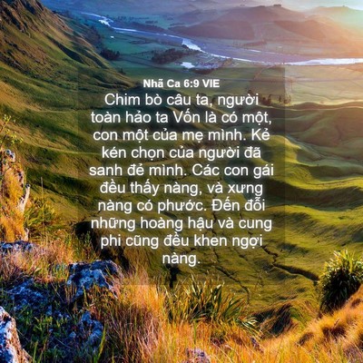 Picture 04 - Nhã Ca 6:9 VIE - Chim bò câu ta, người toàn hảo ta Vốn - Bible Verse Picture