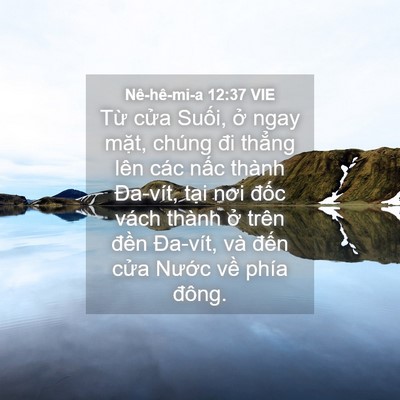 Picture 04 - Nê-hê-mi-a 12:37 VIE - Từ cửa Suối, ở ngay mặt, chúng đi - Bible Verse Picture