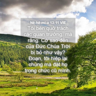 Picture 04 - Nê-hê-mi-a 13:11 VIE - Tôi bèn quở trách các quan trưởng, mà - Bible Verse Picture