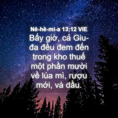 Picture 04 - Nê-hê-mi-a 13:12 VIE - Bấy giờ, cả Giu-đa đều đem đến - Bible Verse Picture