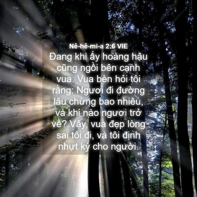 Picture 04 - Nê-hê-mi-a 2:6 VIE - Đang khi ấy hoàng hậu cũng ngồi bên - Bible Verse Picture