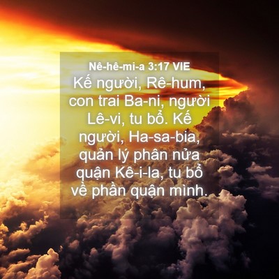 Picture 04 - Nê-hê-mi-a 3:17 VIE - Kế người, Rê-hum, con trai Ba-ni, người - Bible Verse Picture