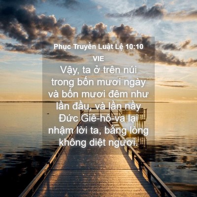 Picture 04 - Phục Truyền Luật Lệ 10:10 VIE - Vậy, ta ở trên núi trong bốn mươi ngày - Bible Verse Picture