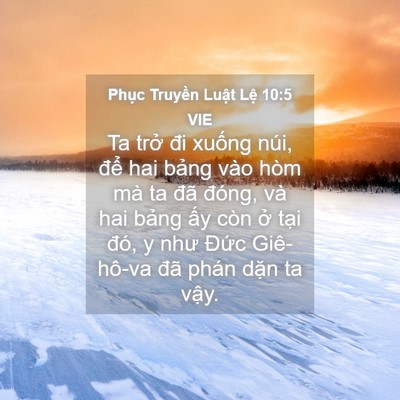 Picture 04 - Phục Truyền Luật Lệ 10:5 VIE - Ta trở đi xuống núi, để hai bảng vào - Bible Verse Picture