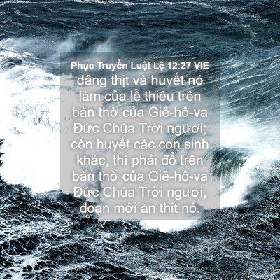 Picture 04 - Phục Truyền Luật Lệ 12:27 VIE - dâng thịt và huyết nó làm của lễ - Bible Verse Picture