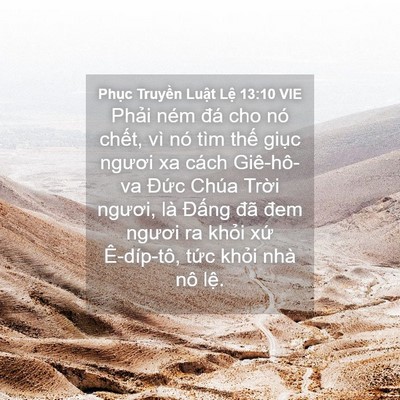 Picture 04 - Phục Truyền Luật Lệ 13:10 VIE - Phải ném đá cho nó chết, vì nó tìm - Bible Verse Picture
