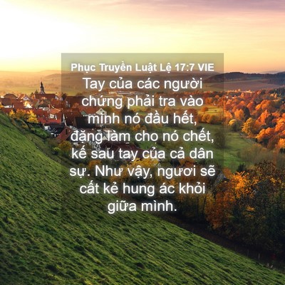 Picture 04 - Phục Truyền Luật Lệ 17:7 VIE - Tay của các người chứng phải tra vào - Bible Verse Picture