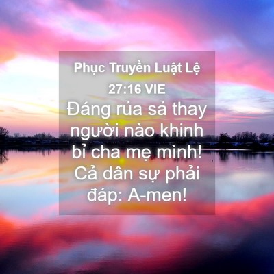 Picture 04 - Phục Truyền Luật Lệ 27:16 VIE - Đáng rủa sả thay người nào khinh bỉ - Bible Verse Picture