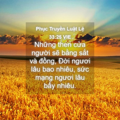 Picture 04 - Phục Truyền Luật Lệ 33:25 VIE - Những then cửa người sẽ bằng sắt và - Bible Verse Picture