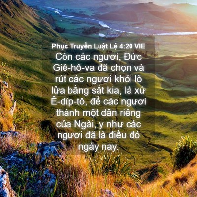 Picture 04 - Phục Truyền Luật Lệ 4:20 VIE - Còn các ngươi, Đức Giê-hô-va đã chọn - Bible Verse Picture