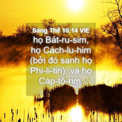 Picture 04 - Sáng Thế 10:14 VIE - họ Bát-ru-sim, họ Cách-lu-him (bởi đó - Bible Verse Picture