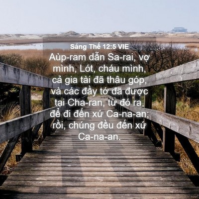 Picture 04 - Sáng Thế 12:5 VIE - Aùp-ram dẫn Sa-rai, vợ mình, Lót, cháu - Bible Verse Picture