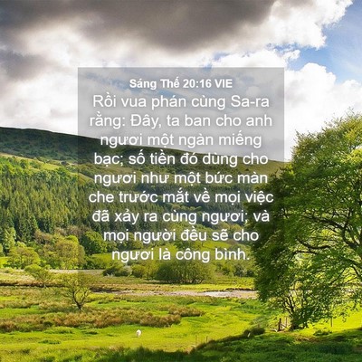 Picture 04 - Sáng Thế 20:16 VIE - Rồi vua phán cùng Sa-ra rằng: Đây, ta ban - Bible Verse Picture