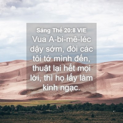 Picture 04 - Sáng Thế 20:8 VIE - Vua A-bi-mê-léc dậy sớm, đòi các tôi - Bible Verse Picture