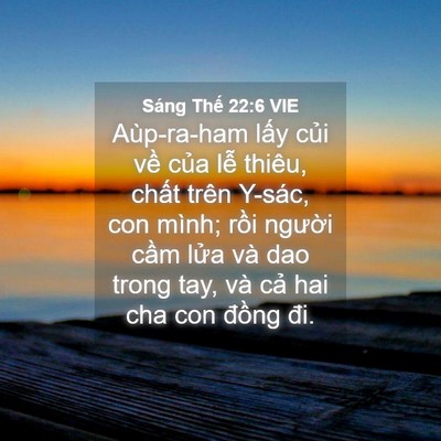 Picture 04 - Sáng Thế 22:6 VIE - Aùp-ra-ham lấy củi về của lễ thiêu, - Bible Verse Picture