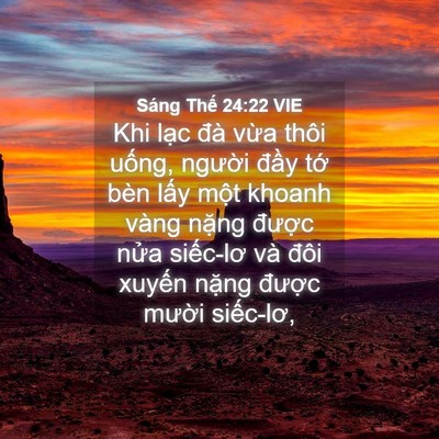 Picture 04 - Sáng Thế 24:22 VIE - Khi lạc đà vừa thôi uống, người - Bible Verse Picture