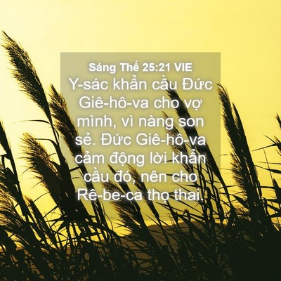 Picture 04 - Sáng Thế 25:21 VIE - Y-sác khẩn cầu Đức Giê-hô-va cho vợ - Bible Verse Picture