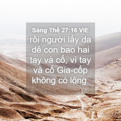 Picture 04 - Sáng Thế 27:16 VIE - rồi người lấy da dê con bao hai tay và - Bible Verse Picture