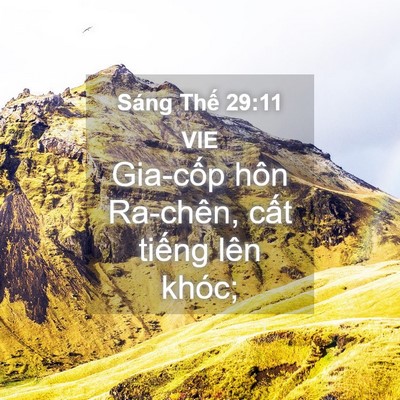 Picture 04 - Sáng Thế 29:11 VIE - Gia-cốp hôn Ra-chên, cất tiếng lên - Bible Verse Picture