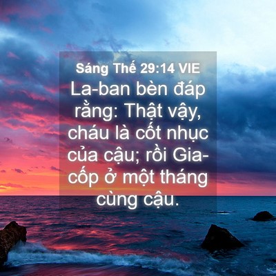 Picture 04 - Sáng Thế 29:14 VIE - La-ban bèn đáp rằng: Thật vậy, cháu là - Bible Verse Picture