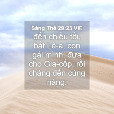 Picture 04 - Sáng Thế 29:23 VIE - đến chiều tối, bắt Lê-a, con gái - Bible Verse Picture