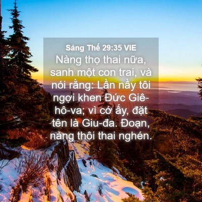 Picture 04 - Sáng Thế 29:35 VIE - Nàng thọ thai nữa, sanh một con trai, và - Bible Verse Picture
