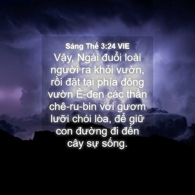 Picture 04 - Sáng Thế 3:24 VIE - Vậy, Ngài đuổi loài người ra khỏi - Bible Verse Picture