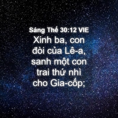 Picture 04 - Sáng Thế 30:12 VIE - Xinh ba, con đòi của Lê-a, sanh một con - Bible Verse Picture