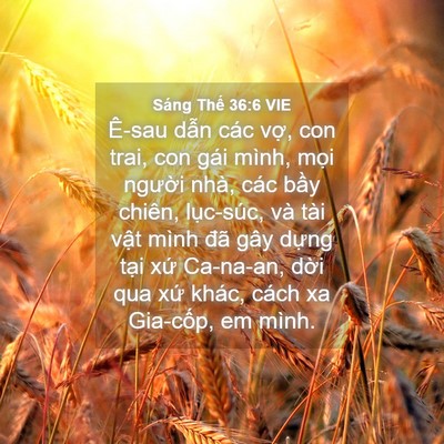 Picture 04 - Sáng Thế 36:6 VIE - Ê-sau dẫn các vợ, con trai, con gái mình, - Bible Verse Picture