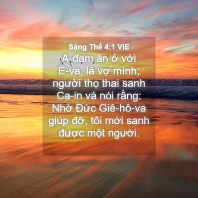 Picture 04 - Sáng Thế 4:1 VIE - A-đam ăn ở với Ê-va, là vợ mình; - Bible Verse Picture
