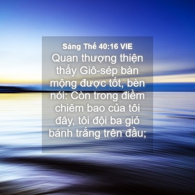 Picture 04 - Sáng Thế 40:16 VIE - Quan thượng thiện thấy Giô-sép bàn - Bible Verse Picture