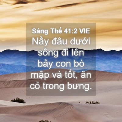 Picture 04 - Sáng Thế 41:2 VIE - Nầy đâu dưới sông đi lên bảy con bò - Bible Verse Picture