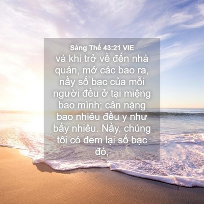 Picture 04 - Sáng Thế 43:21 VIE - và khi trở về đến nhà quán, mở các - Bible Verse Picture
