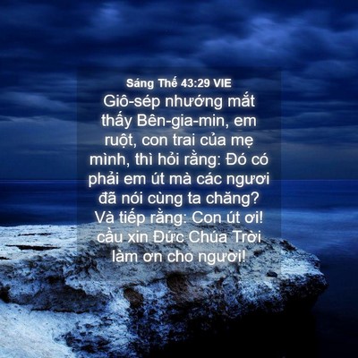 Picture 04 - Sáng Thế 43:29 VIE - Giô-sép nhướng mắt thấy Bên-gia-min, em - Bible Verse Picture