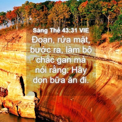 Picture 04 - Sáng Thế 43:31 VIE - Đoạn, rửa mặt, bước ra, làm bộ - Bible Verse Picture