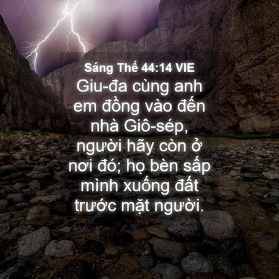 Picture 04 - Sáng Thế 44:14 VIE - Giu-đa cùng anh em đồng vào đến nhà - Bible Verse Picture