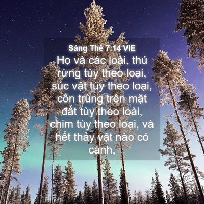 Picture 04 - Sáng Thế 7:14 VIE - Họ và các loài, thú rừng tùy theo - Bible Verse Picture