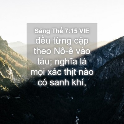 Picture 04 - Sáng Thế 7:15 VIE - đều từng cặp theo Nô-ê vào tàu; nghĩa - Bible Verse Picture