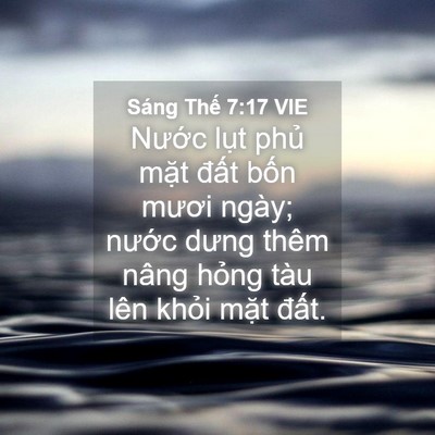 Picture 04 - Sáng Thế 7:17 VIE - Nước lụt phủ mặt đất bốn mươi - Bible Verse Picture