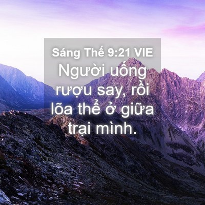Picture 04 - Sáng Thế 9:21 VIE - Người uống rượu say, rồi lõa thể ở - Bible Verse Picture