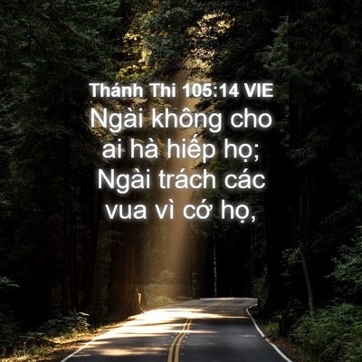 Picture 04 - Thánh Thi 105:14 VIE - Ngài không cho ai hà hiếp họ; Ngài trách - Bible Verse Picture