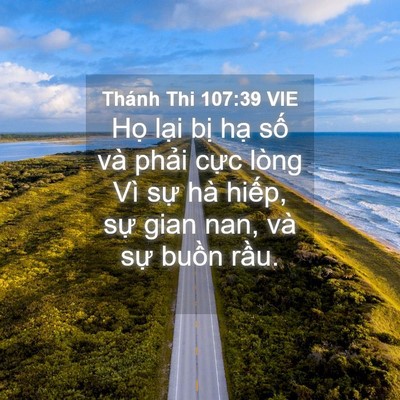 Picture 04 - Thánh Thi 107:39 VIE - Họ lại bị hạ số và phải cực lòng - Bible Verse Picture