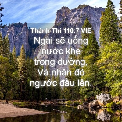 Picture 04 - Thánh Thi 110:7 VIE - Ngài sẽ uống nước khe trong đường, - Bible Verse Picture
