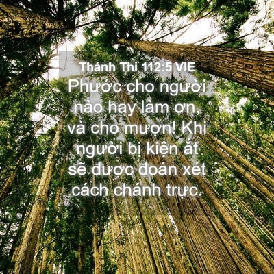 Picture 04 - Thánh Thi 112:5 VIE - Phước cho người nào hay làm ơn, và cho - Bible Verse Picture