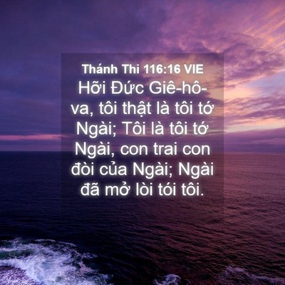 Picture 04 - Thánh Thi 116:16 VIE - Hỡi Đức Giê-hô-va, tôi thật là tôi - Bible Verse Picture