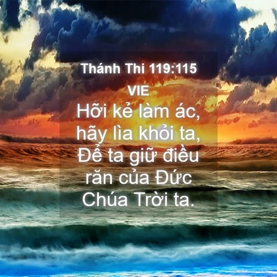 Picture 04 - Thánh Thi 119:115 VIE - Hỡi kẻ làm ác, hãy lìa khỏi ta, Để - Bible Verse Picture