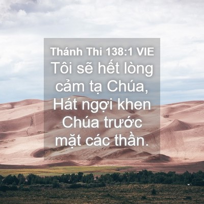Picture 04 - Thánh Thi 138:1 VIE - Tôi sẽ hết lòng cảm tạ Chúa, Hát - Bible Verse Picture