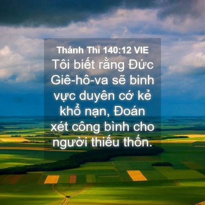 Picture 04 - Thánh Thi 140:12 VIE - Tôi biết rằng Đức Giê-hô-va sẽ binh - Bible Verse Picture